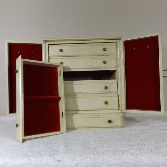 50s/60s Extra Large Jewelry Box Trunk With Six Tiers - Picture 15 of 16